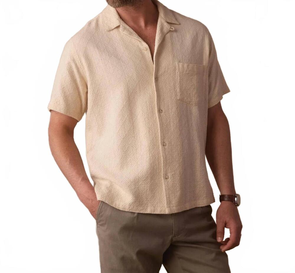 NEW THE NORMAL BRAND men's freshwater resort shirt in motivo chalk